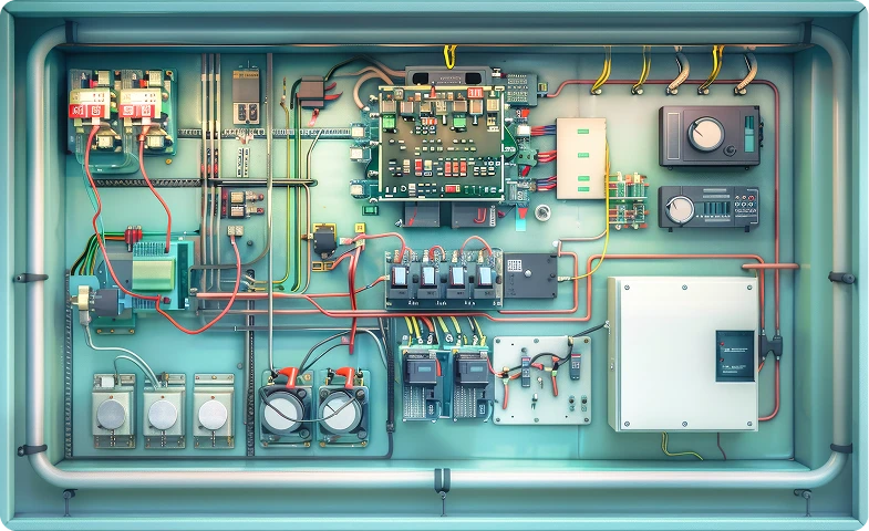 ele intricate components vibrant wires within electrical cabinet highlight engineering industrial machinery