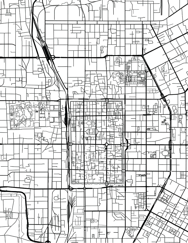 road urban vector city map xian china 1