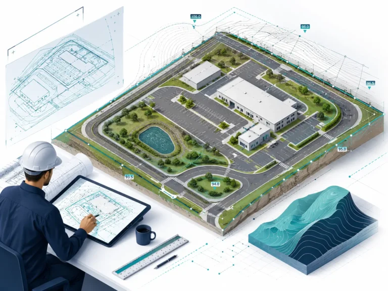 Outsourced civil engineer working on site development design plans
